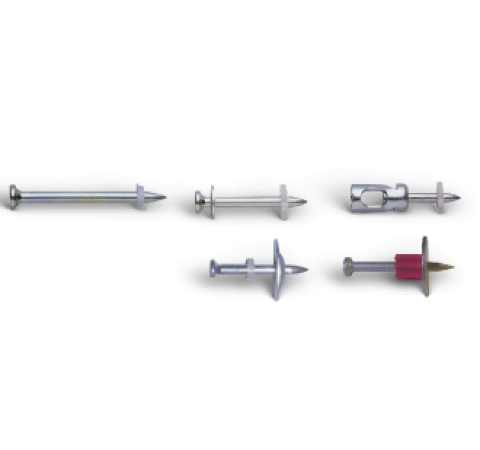 KD Bossong powder actuated single nails and with washer